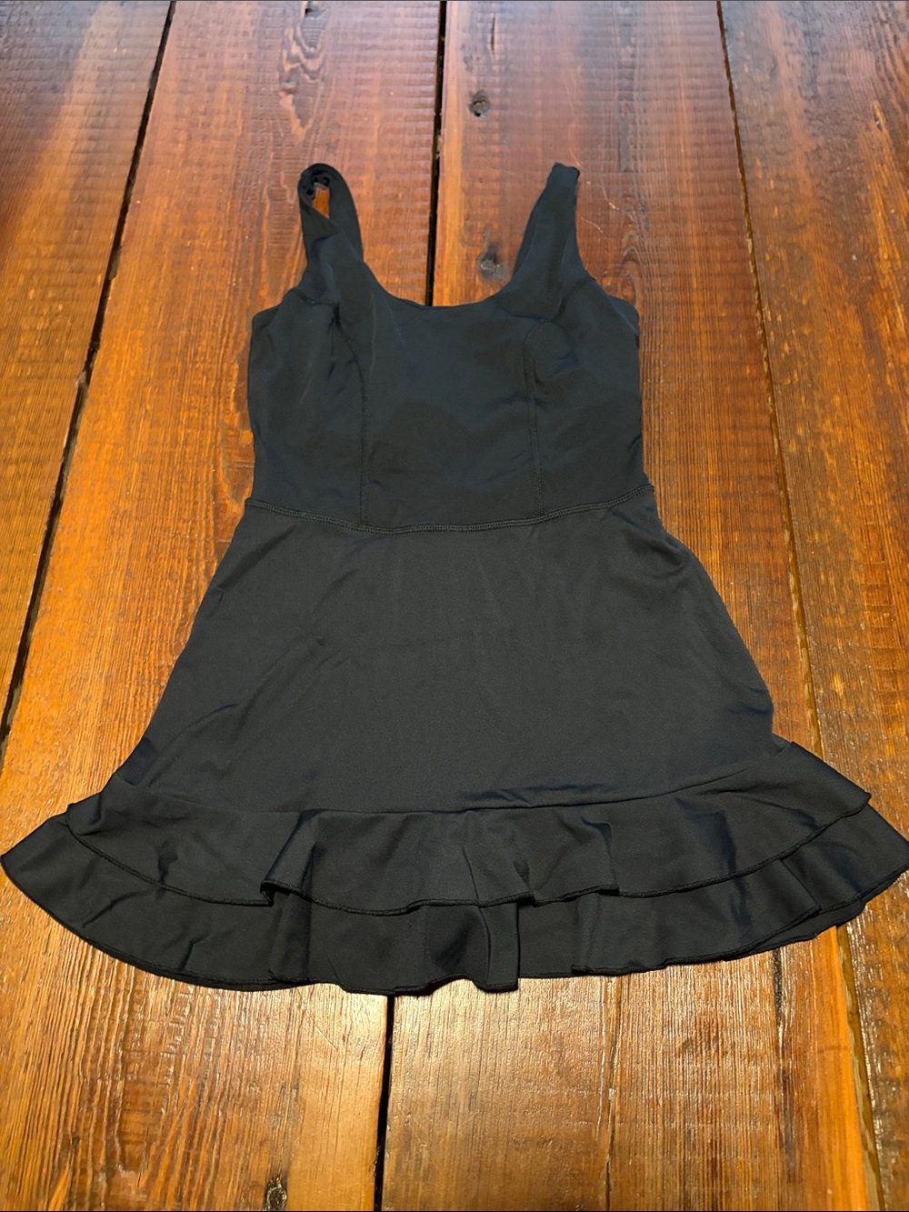JoyLab Black Mini Exercise Dress with Ruffle Hem - Skort underneath!